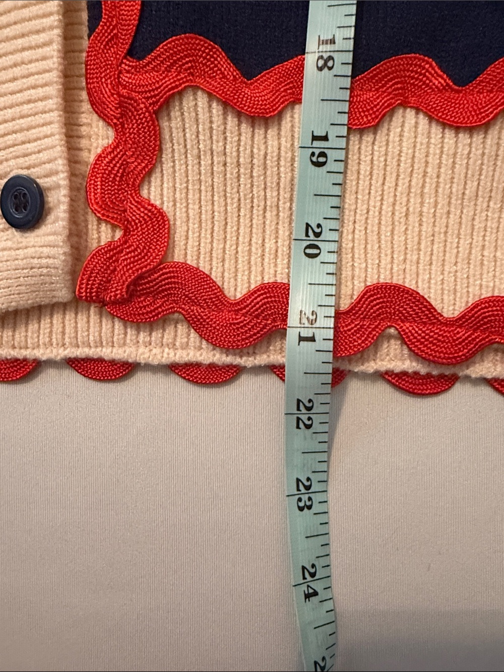 NWT - Preppy and Fun Navy and Cream Women’s Cardigan with Red Trim - Picture 6 of 8